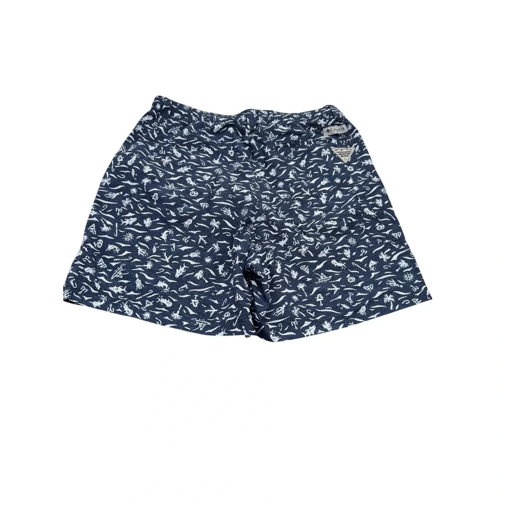 Columbia PFG Super Backcast Swim Shorts Mens Small Blue Nautical Fish Print 6